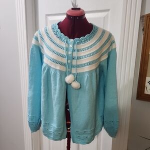 Women's Hand Knit Wool Sweater Cardigan Vintage Style Cottagecore